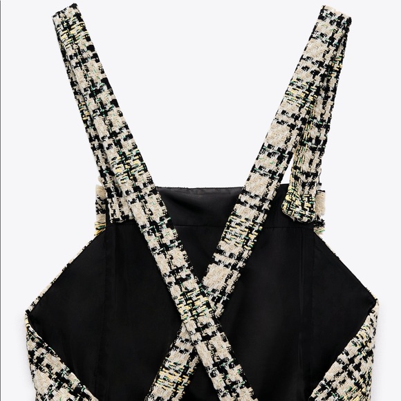 ZARA TEXTURED PLAID PINAFORE DRESS - Picture 8 of 13